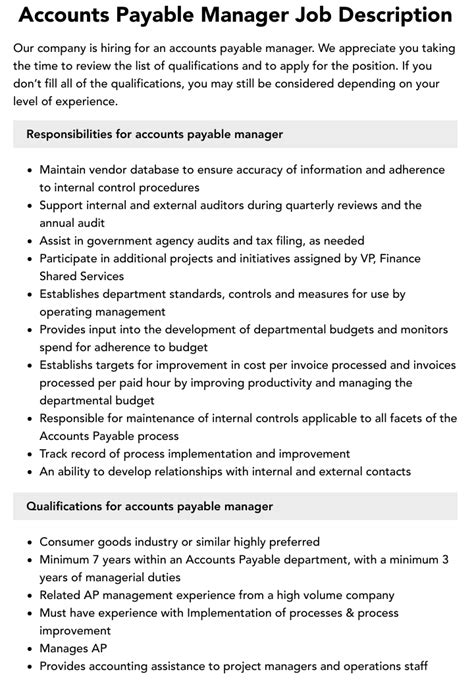 Manager Accounts Payable Jobs: A Comprehensive Overview