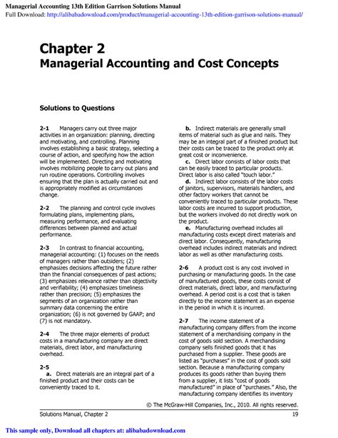 Managerial Accounting 13 Edition Garrison Solutions Kindle Editon