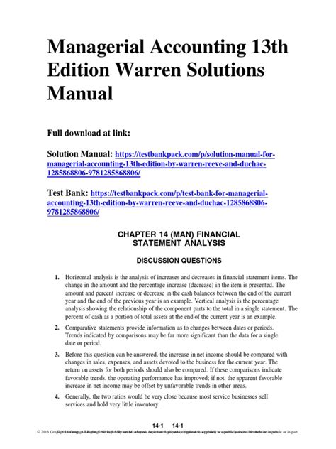 Managerial Accounting 13th Edition Chapter 14 Solutions PDF