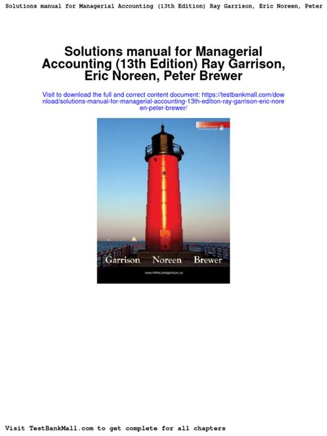 Managerial Accounting 13th Edition Garrison Answers Reader