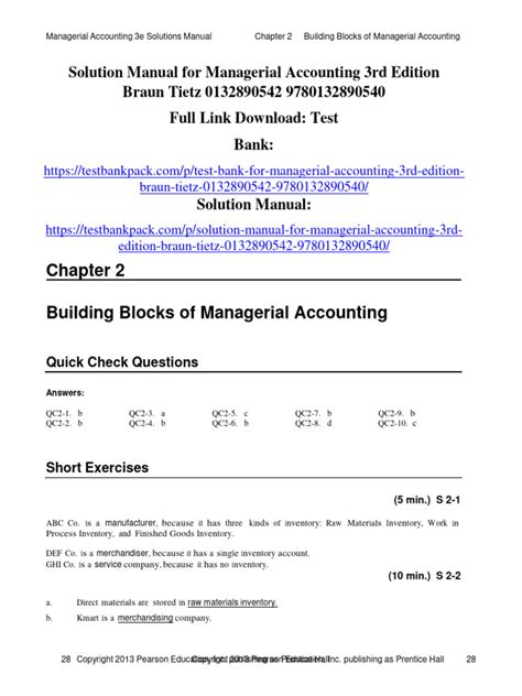 Managerial Accounting Braun Tietz 3rd Edition Solution Doc