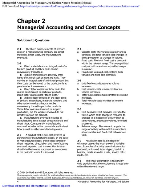 Managerial Accounting For Managers 3rd Edition Answers Epub