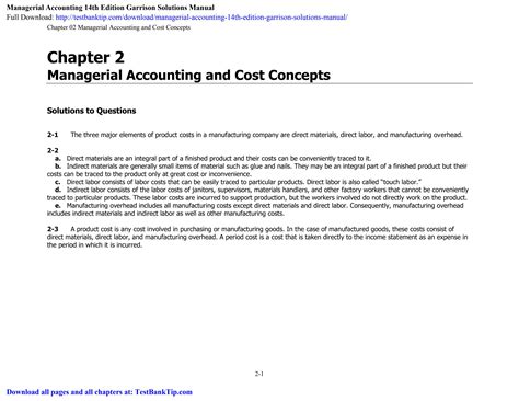 Managerial Accounting Garrison 14th Edition Solutions Chapter 3 Reader