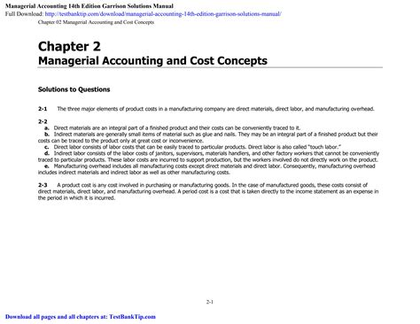 Managerial Accounting Garrison 14th Solutions Kindle Editon