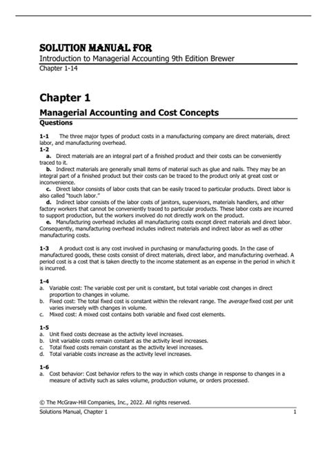 Managerial Accounting Garrison 9th Edition Answers Reader