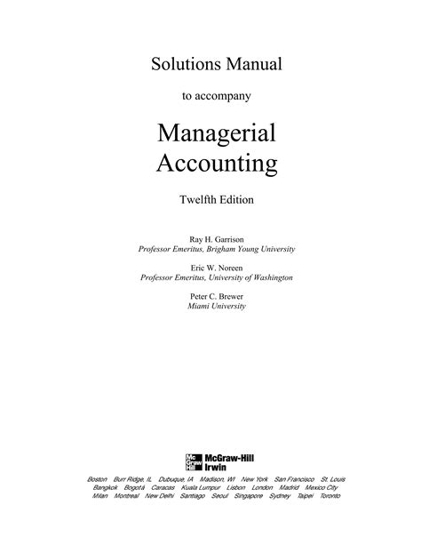 Managerial Accounting Garrison Solution Manual Doc