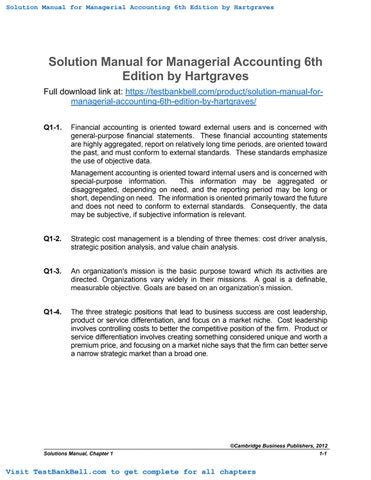 Managerial Accounting Hartgraves Morse Davis Solution Guide Kindle Editon