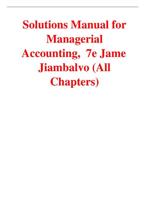 Managerial Accounting Solutions James Doc