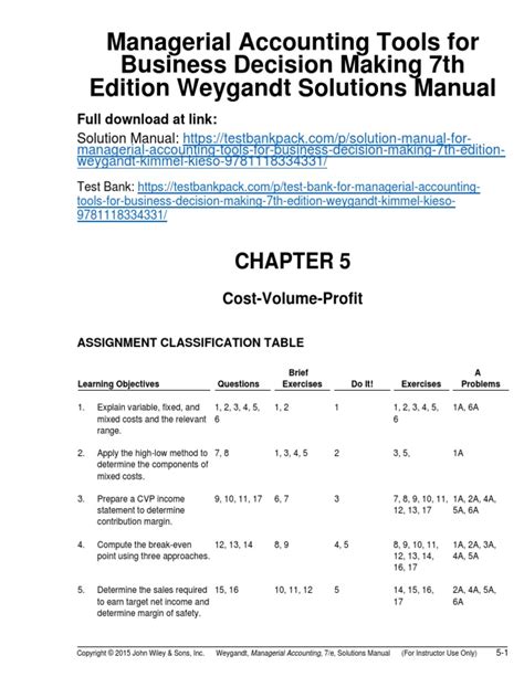 Managerial Accounting Weygandt Solutions Manual Free Epub