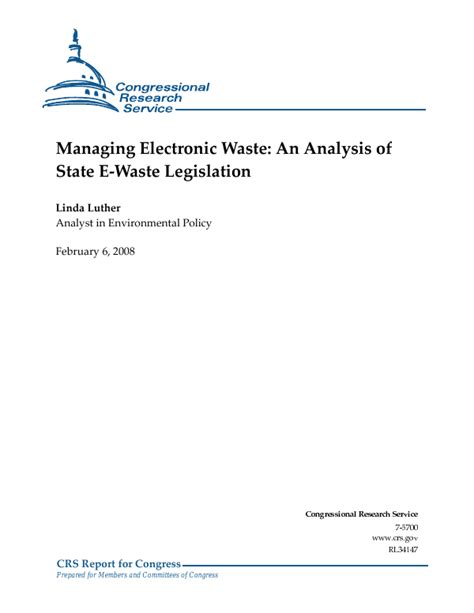 Managing Electronic Waste An Analysis of State E-Waste Legislation Kindle Editon