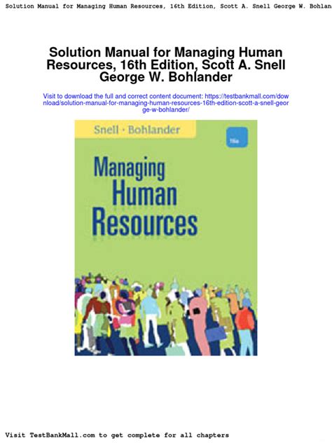 Managing Human Resources by Scott A. Snell, 16th Edition (PDF) Kindle Editon