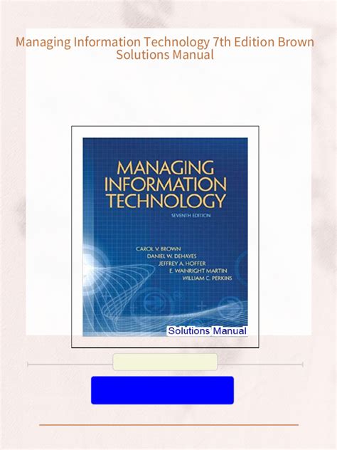 Managing Information Technology 7th Edition Solutions PDF