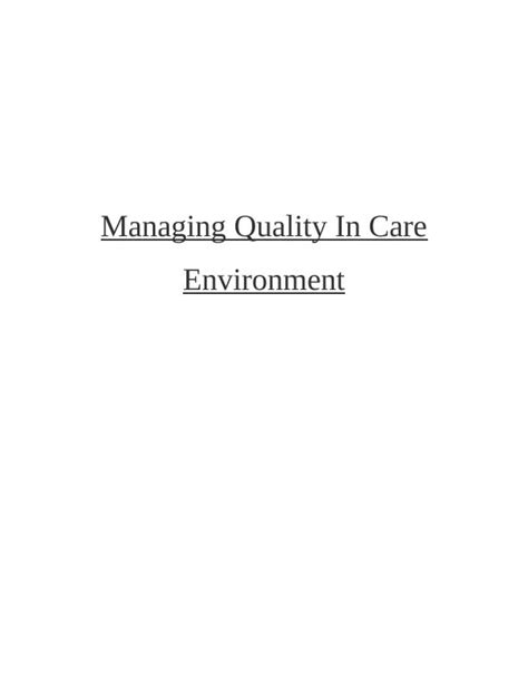 Managing Quality of Care in a Cost  Focused Environment 1st Edition Reader