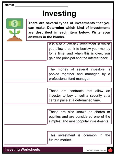 Managing Risk: Investing in Funds Worksheet Answer Key