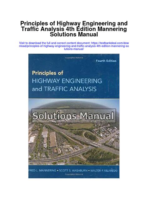 Mannering Highway Engineering Solutions Manual Epub