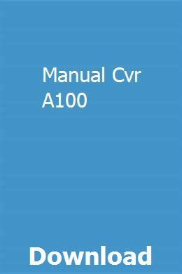 Manual Cvr A100 Ebook Epub