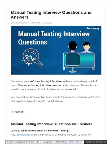 Manual Testing Faqs With Answers Pdf Doc