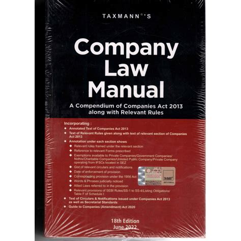 Manual of Companies Act & Corporate Laws 20th Edition Reader