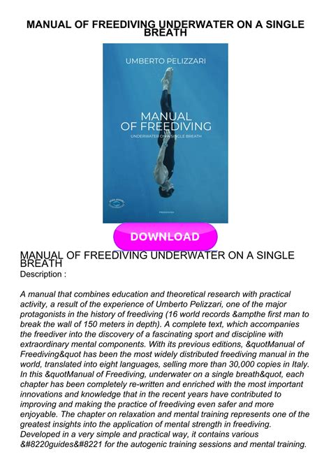 Manual of Freediving: Underwater on a Single Breath Ebook Ebook Doc