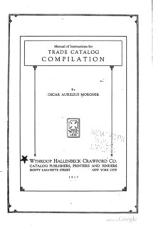 Manual of Instructions for Trade Catalog Compilation Reader