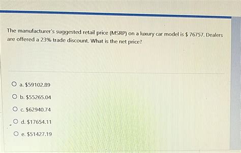 Manufacturer's Suggested Retail Price (MSRP): A $1,000,000 Question