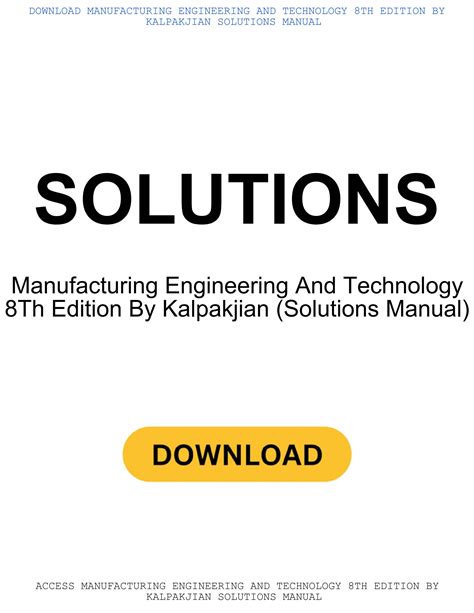 Manufacturing Engineering Kalpakjian Solution Manual Reader