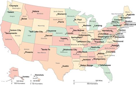 Map Of United States With Capitals Printable