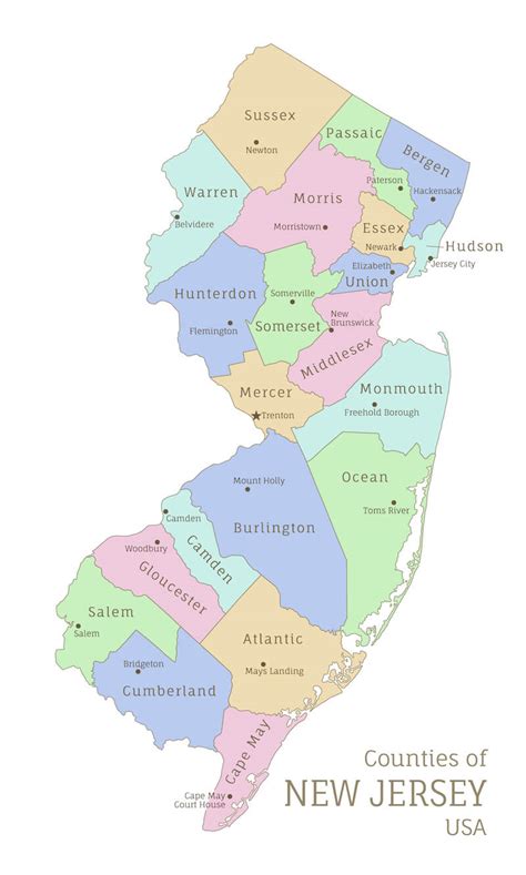 Maps of New Jersey: Uncover the Garden State's 21 Counties