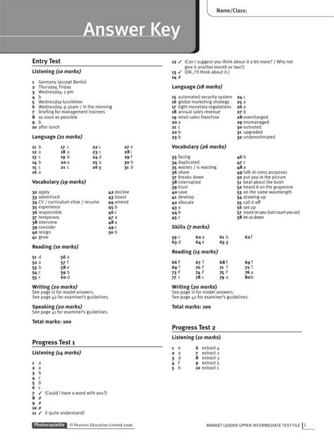 Market Leader Upper Intermediate Answer Key Epub