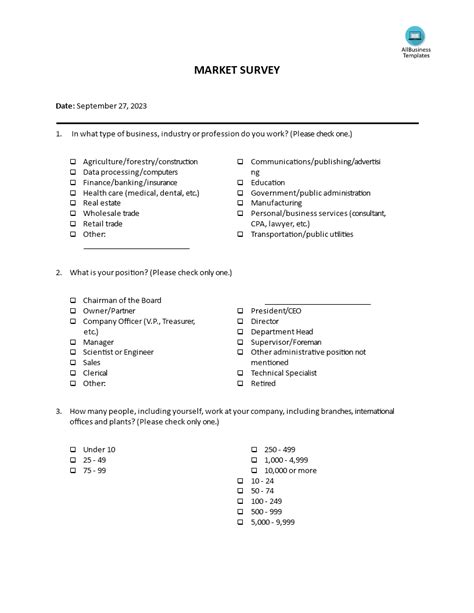 Market Survey Template