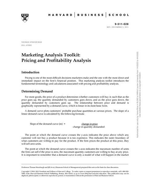 Marketing Analysis Toolkit Pricing And Profitability Analysis Pdf Reader