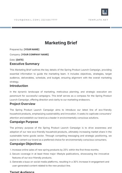 Marketing Brief Template