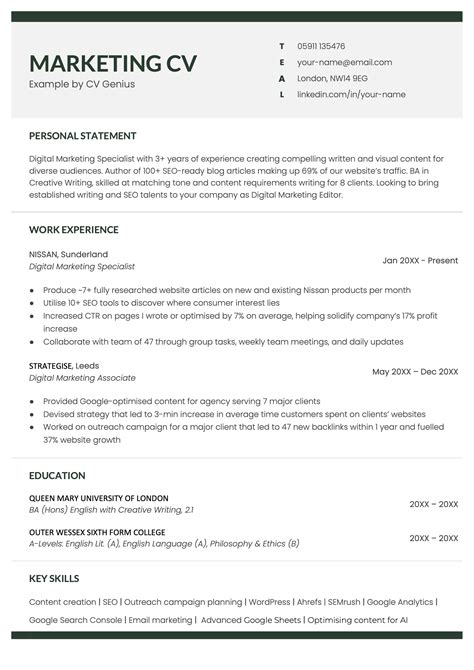 Marketing Cv Template