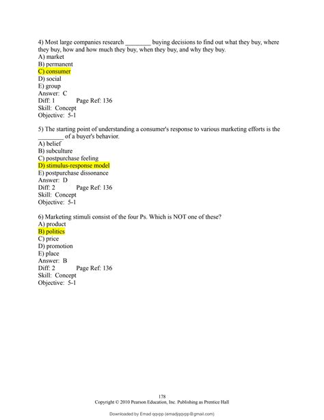 Marketing Multiple Choice Questions Answers Kotler Epub