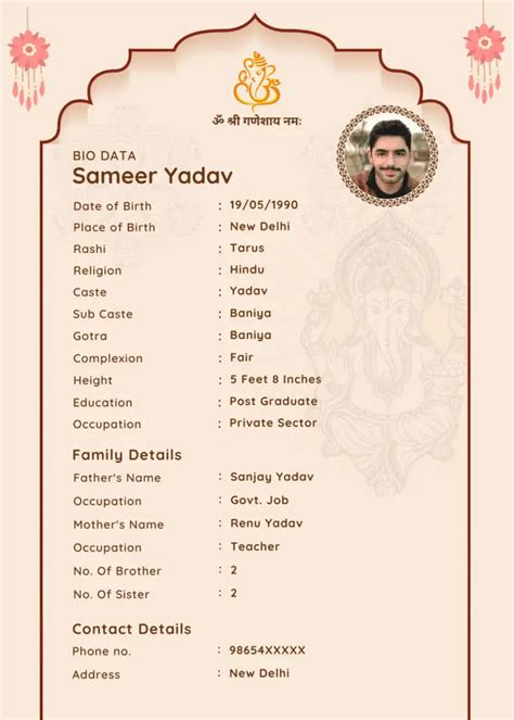 Marriage Biodata Templates