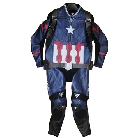 Marvel at the Majesty of Our Captain America Bike Suit: A Symbol of Patriotism and Unwavering Protection