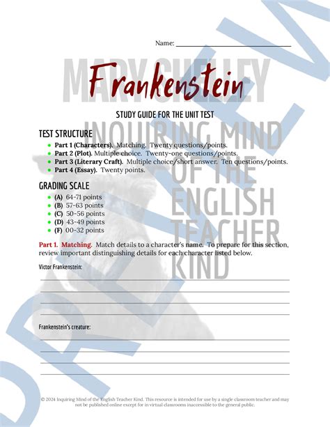 Mary Shelley Frankenstein Study Guide Answer Key Doc