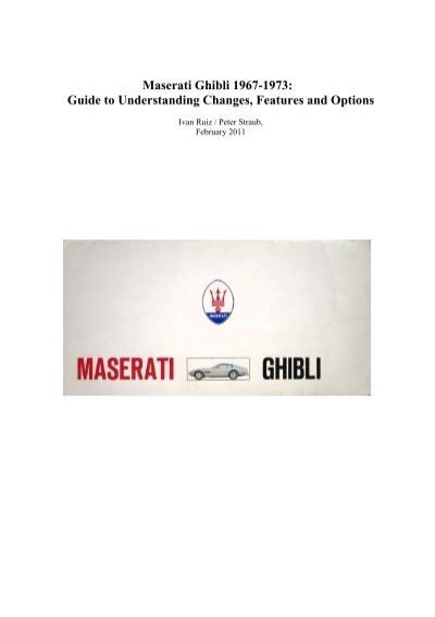 Maserati Ghibli 1967-1973: Guide To Understanding - The Car Nut Ebook Doc