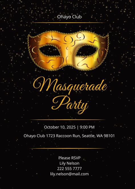 Masquerade Party Invitation Template Free