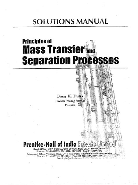 Mass Transfer Binay K Dutta Solution Manual Reader