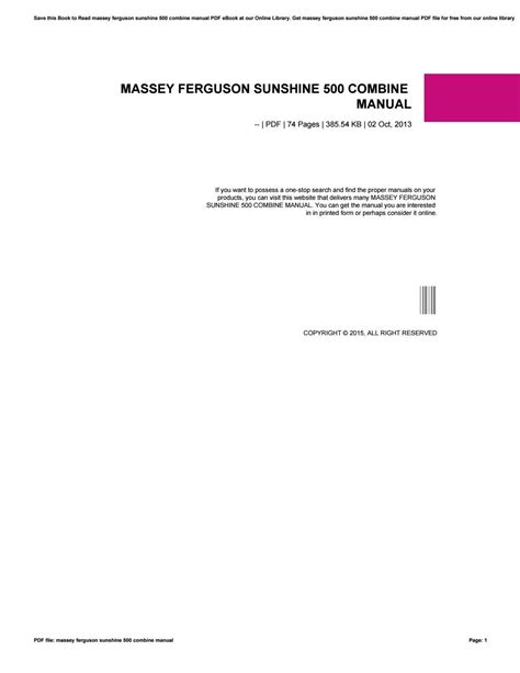 Massey Ferguson Sunshine 500 Manual Ebook Doc