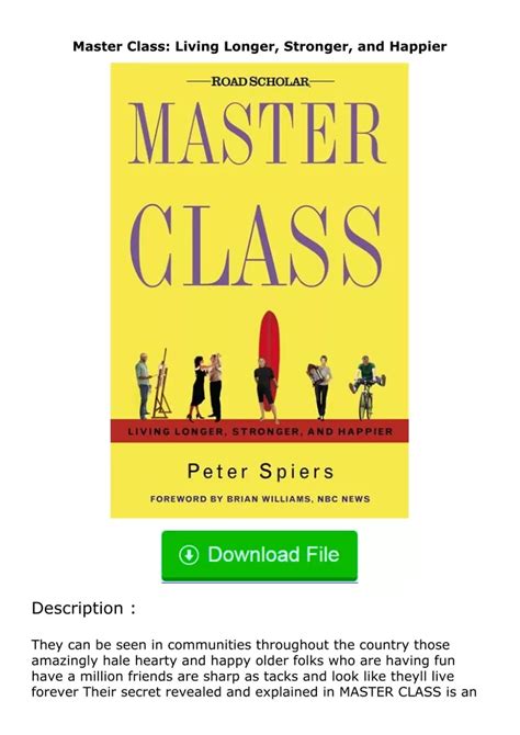 Master Class Living Longer Stronger and Happier Reader