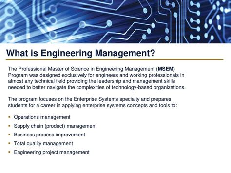 Master of Science in Engineering Management: The Gateway to Leadership in Engineering