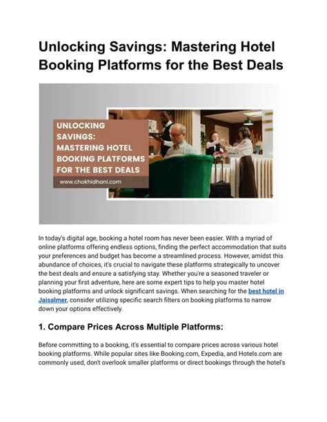 Master the Art of Hotel Booking: Unlocking the Benefits of vbooking