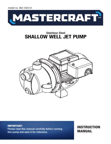 Mastercraft Shallow Well Jet Pump Manual Ebook Epub