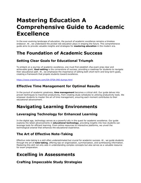 Mastering Academic Excellence: A Comprehensive Guide to Navigating the Academic Workshop