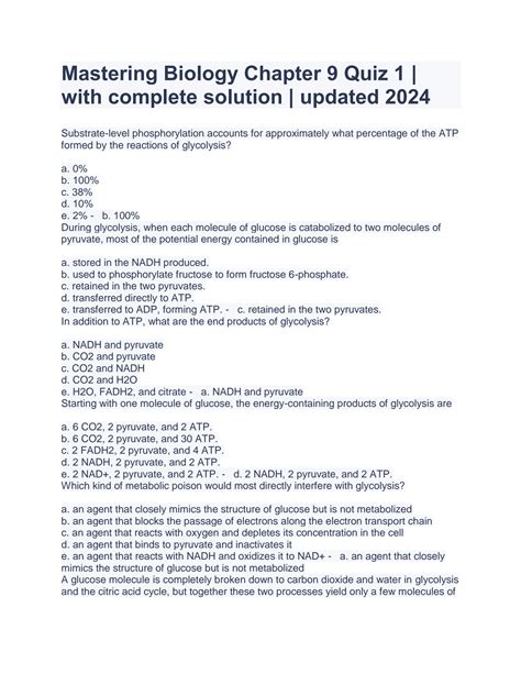 Mastering Biology Chapter 9 Answers Epub