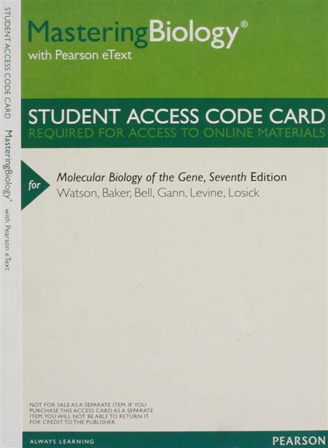 Mastering Biology with Pearson eText ValuePack Access Card for Molecular Biology of the Gene Reader