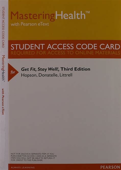 MasteringHealth with Pearson eText ValuePack Access Card for Get Fit Stay Well Kindle Editon