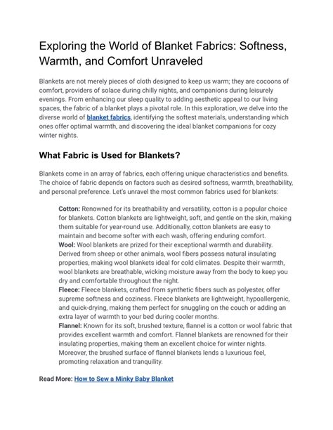 Materials: Exploring the World of Blanket Fabrics